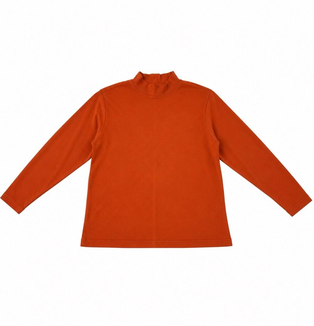 Westbound Women’s Large Orange Mock Neck Long Sleeve 100% Cotton Top L